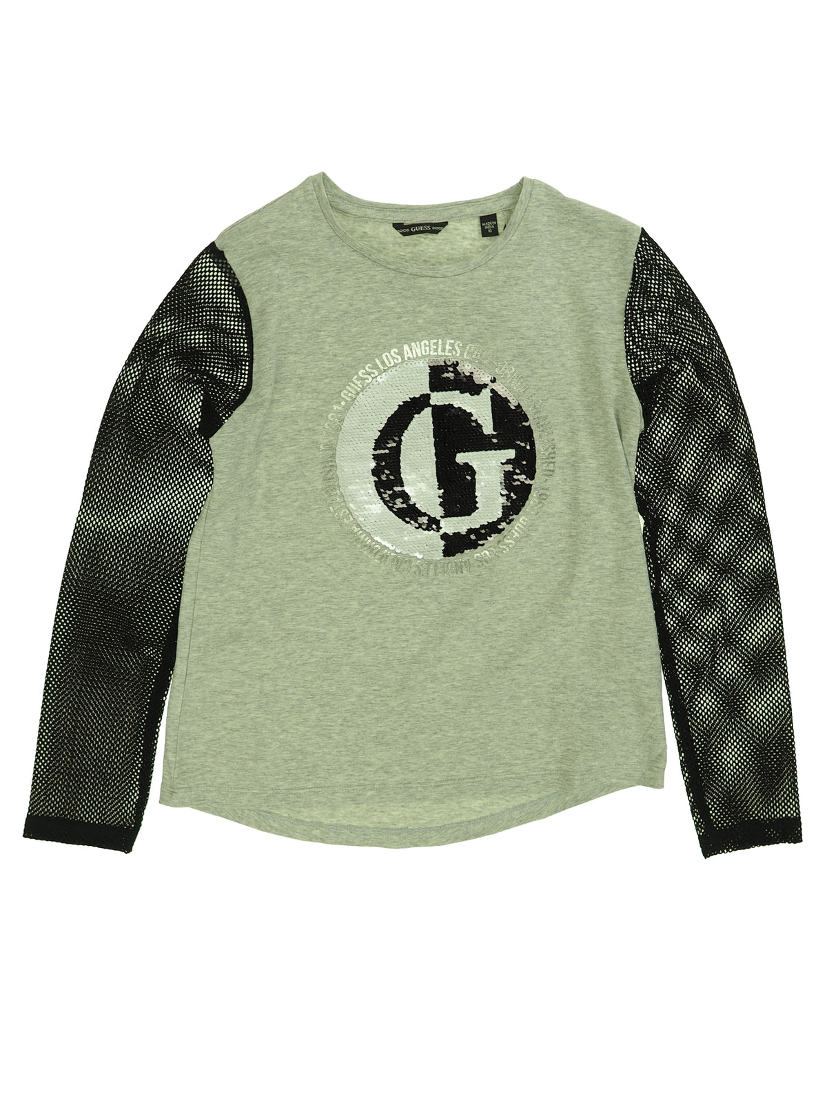 T-shirt Manga Comprida Cinza Claro para Menina - GUESS