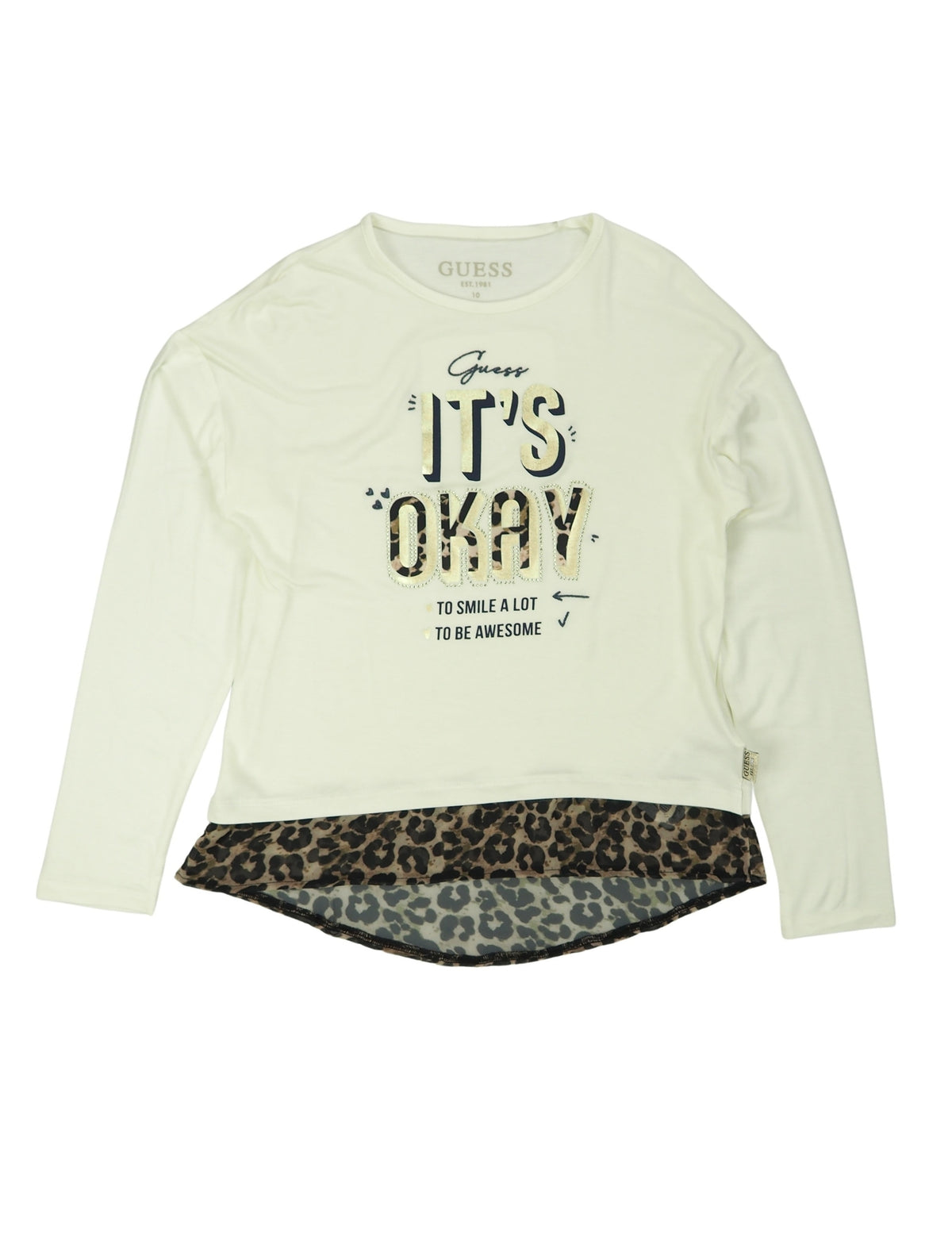 T-shirt Manga Comprida Creme / Pérola para Menina - GUESS