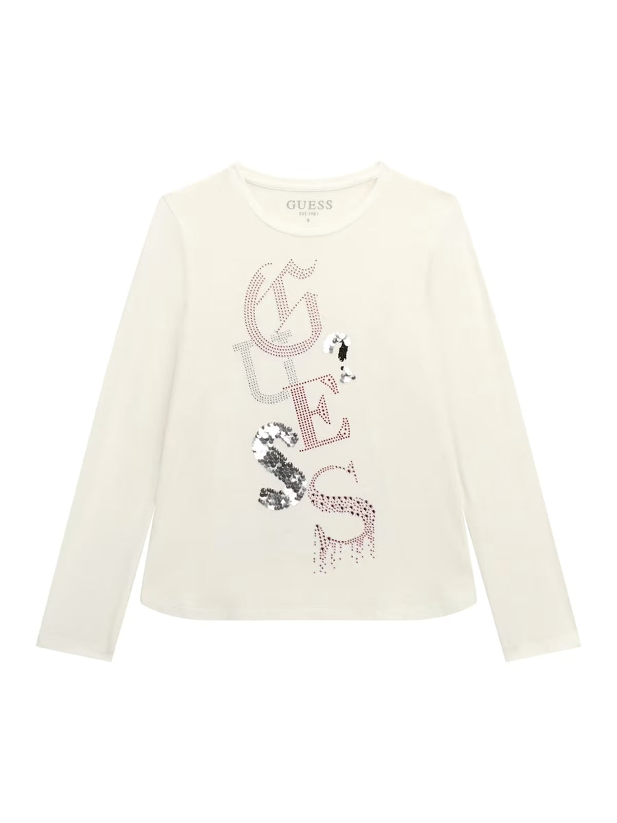 T-shirt M. Comp. Branco para Menina - GUESS