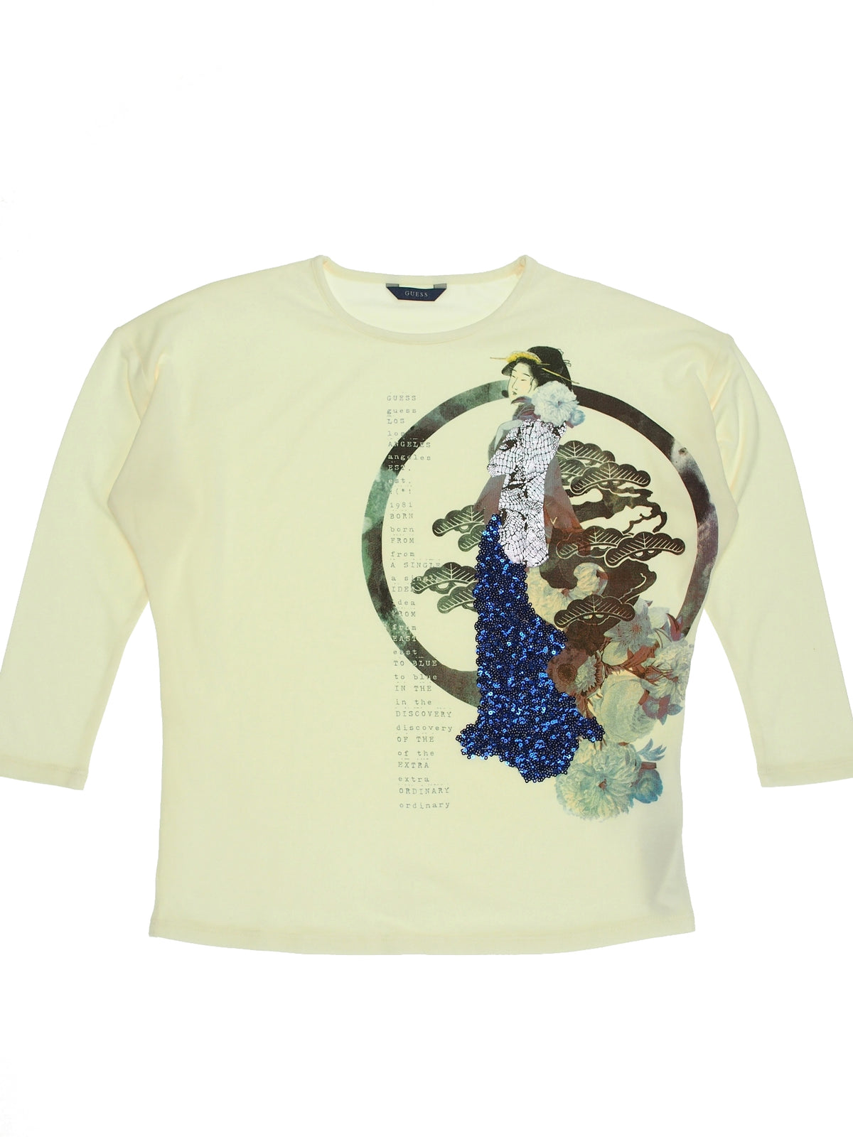 T-shirt Manga Comprida Creme / Pérola para Menina - GUESS