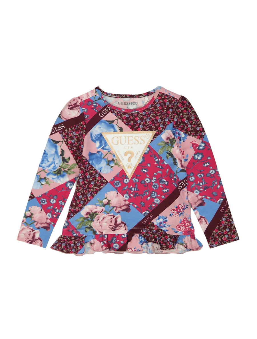 T-shirt Manga Comprida Rosa para Menina - GUESS