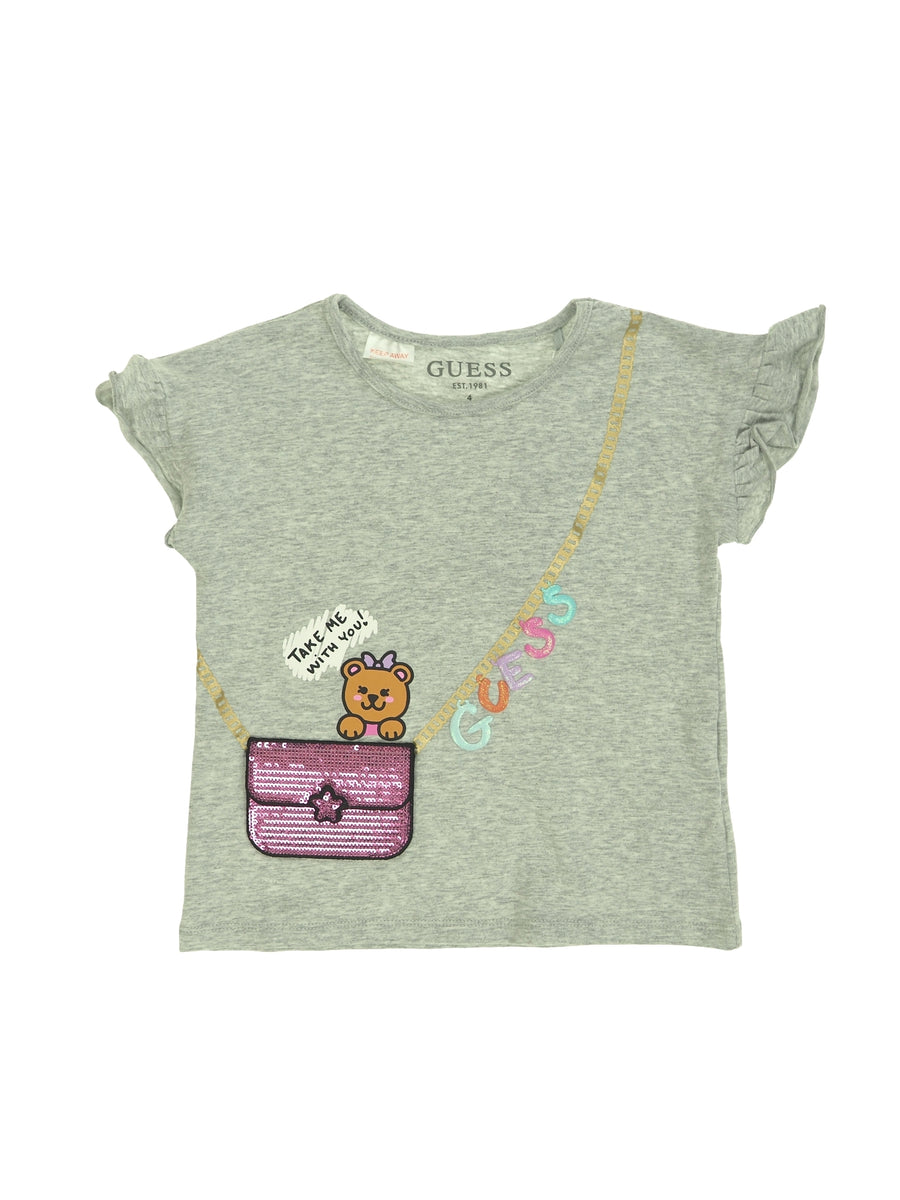 T-Shirt Cinza Claro para Menina - GUESS