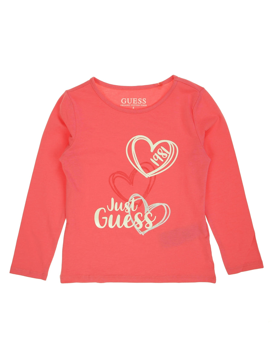 T-shirt Manga Comprida Fúcsia para Menina - GUESS