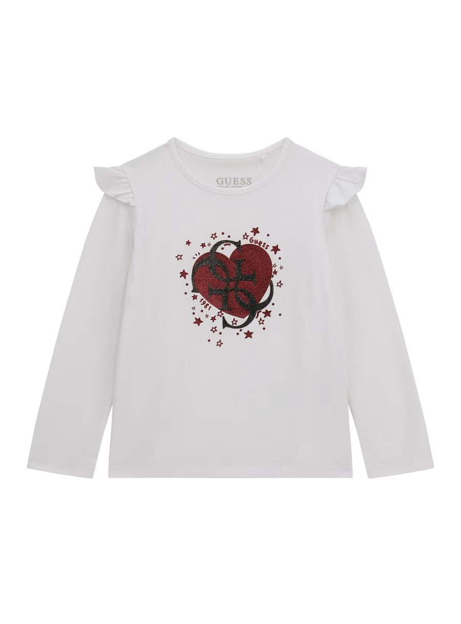 T-shirt M. Comp. Branco para Menina - GUESS