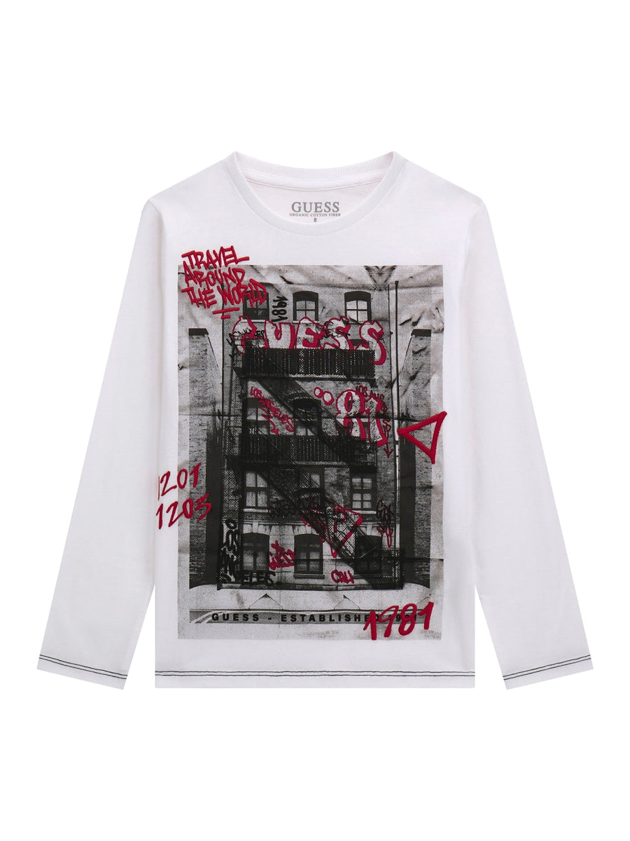 T-shirt M. Comp. Branco para Menino - GUESS